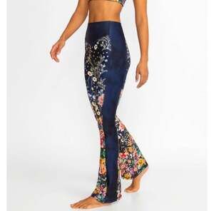 Johnny Was Active Bee Floral High-Waisted Flare Leggings Size M